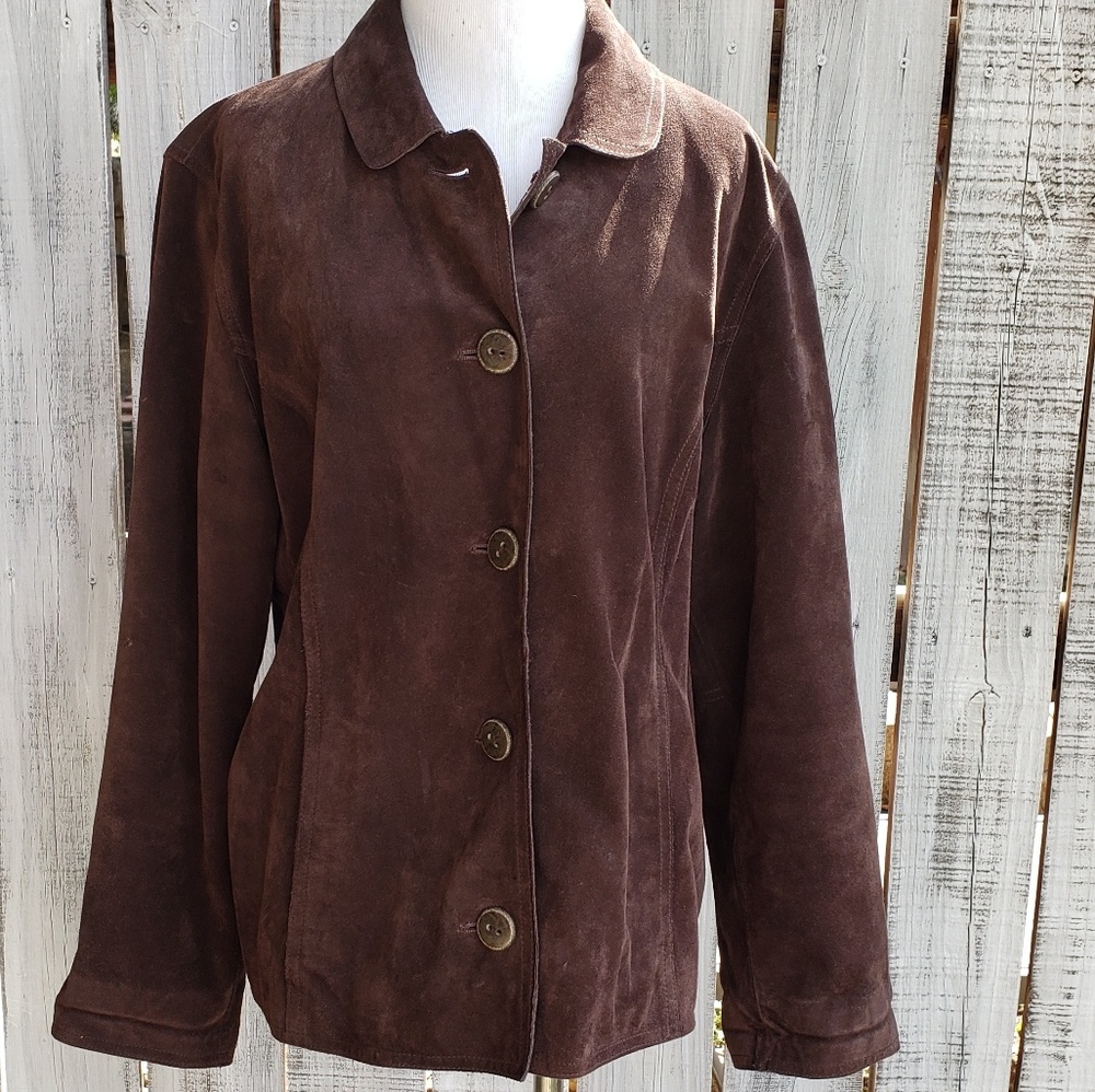 J Jill M Leather Brown Jacket